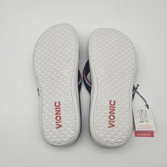 Vionic Tide Spirit Blue Red Flip Flop Sandals Womens Sz 7 NEW - Picture 4 of 5
